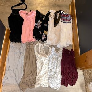 10 tank tops, most are loft brand. Size small.